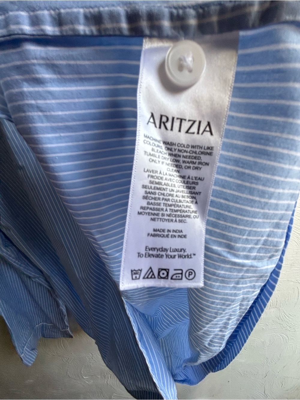 Aritzia Light Blue Pinstripe Cotton Pajama button up top, MEDUIM - Picture 13 of 15